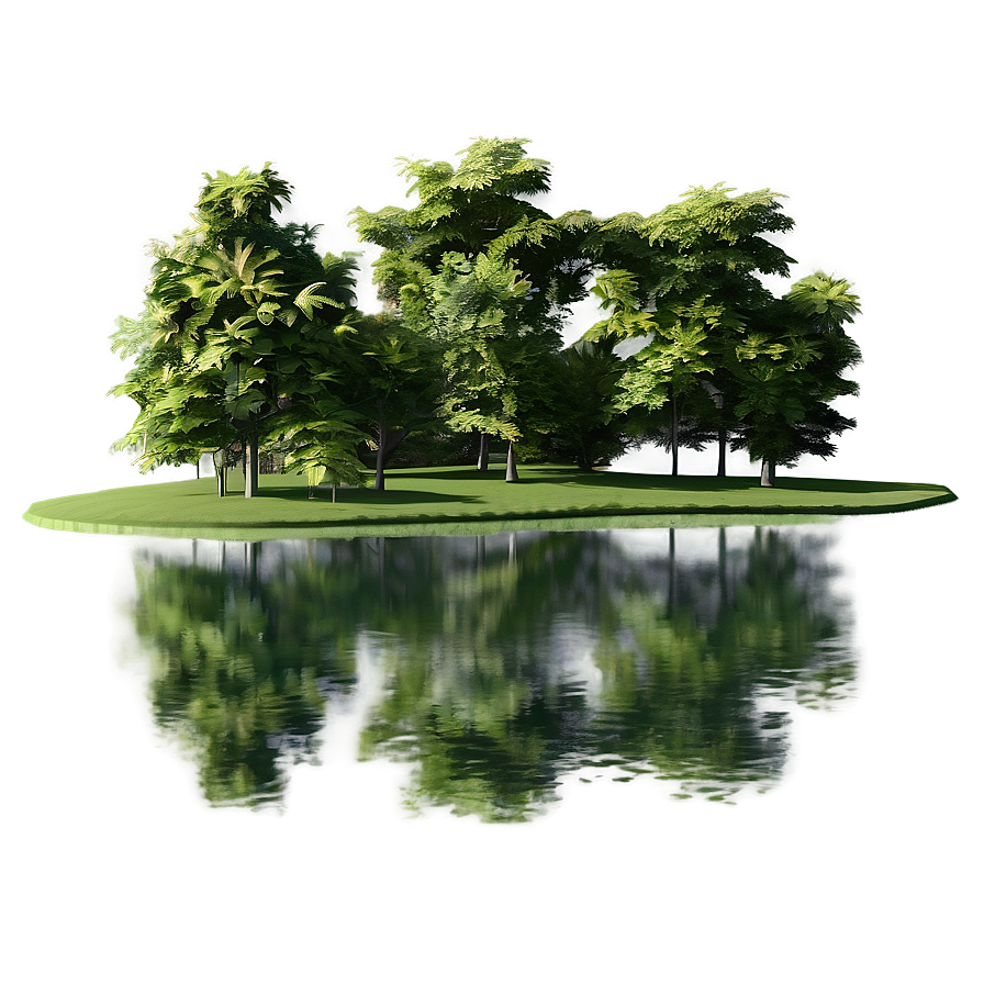 Tranquil Pond Trees Png Qms36 PNG Image