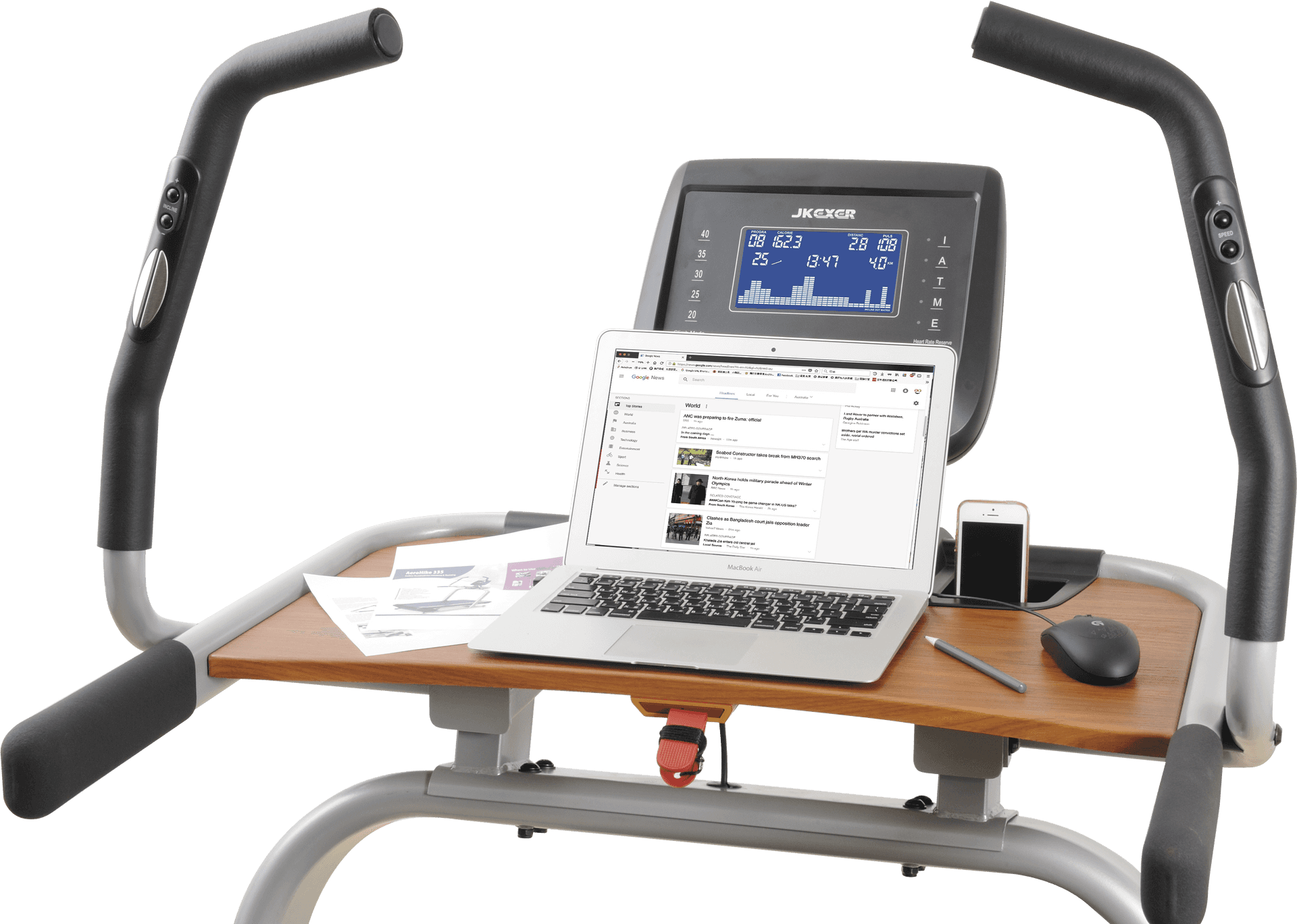 Treadmill Desk Setupwith Electronics PNG Image