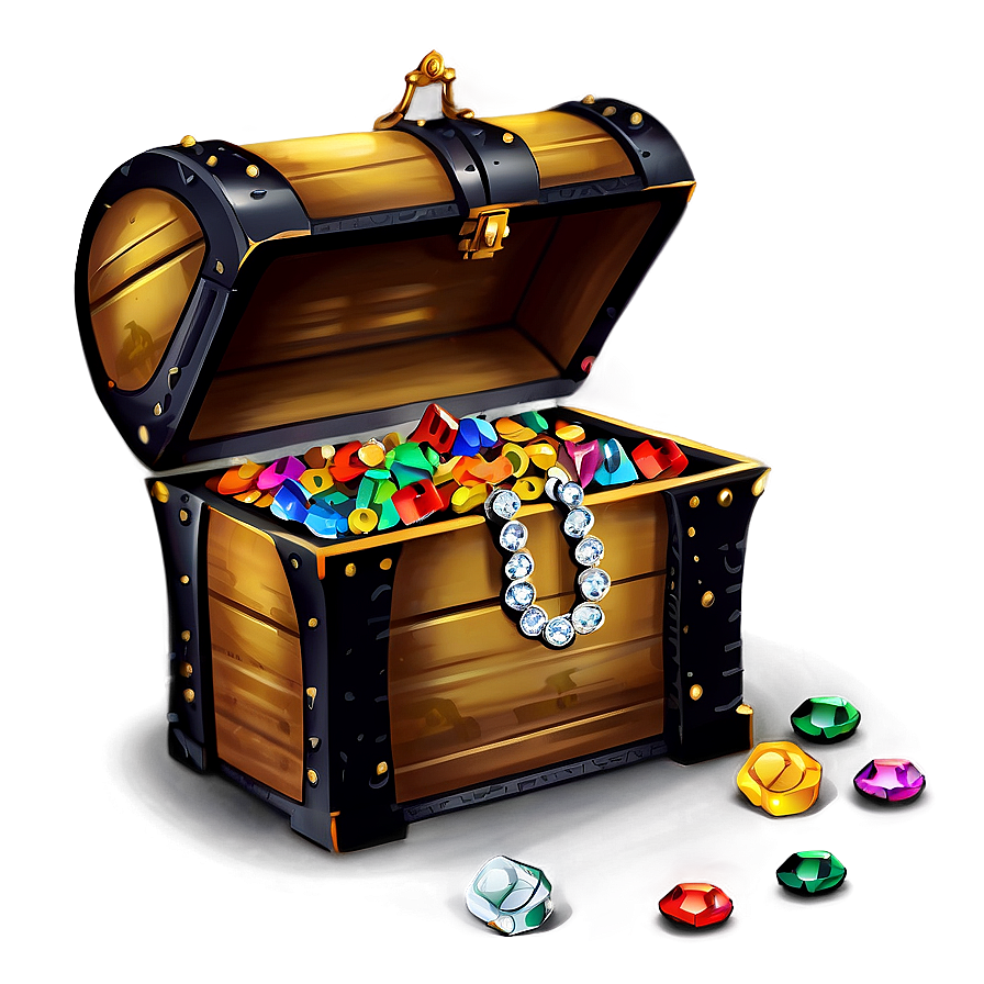 Treasure Chest With Jewels Png Fqh PNG Image