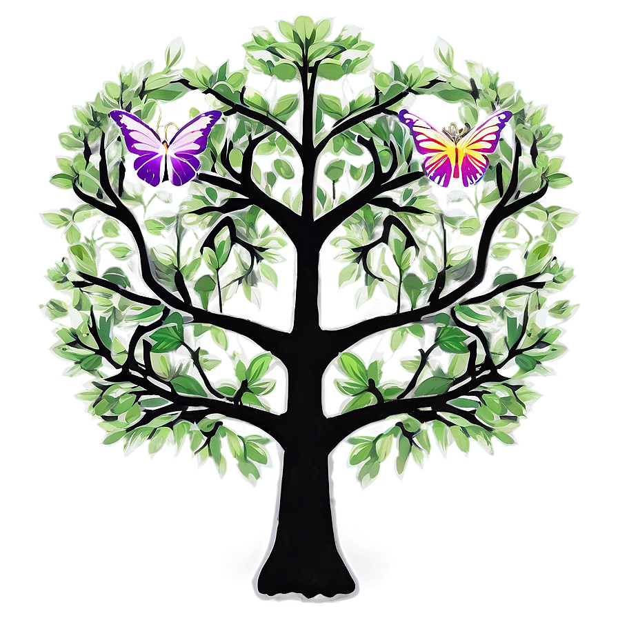 Tree Of Life With Butterfly Wings Png Vmx PNG Image