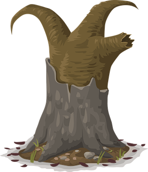 Tree Stumpwith Tail Illustration PNG Image