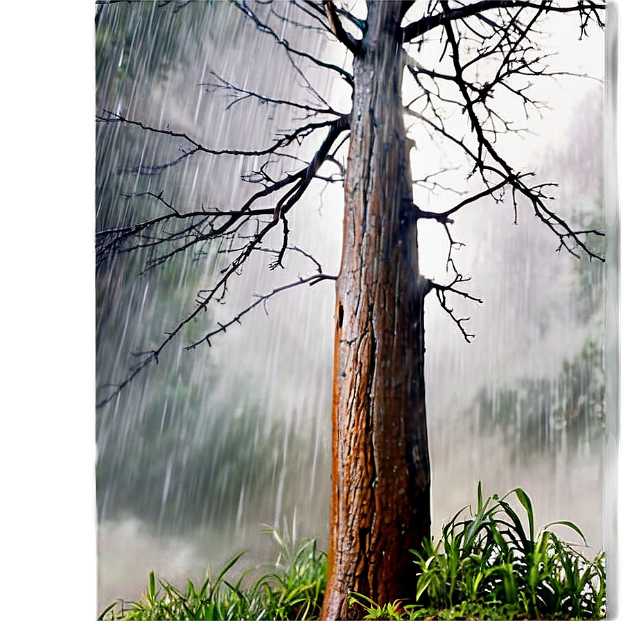 Tree Trunk In Rain Png Lgj PNG Image