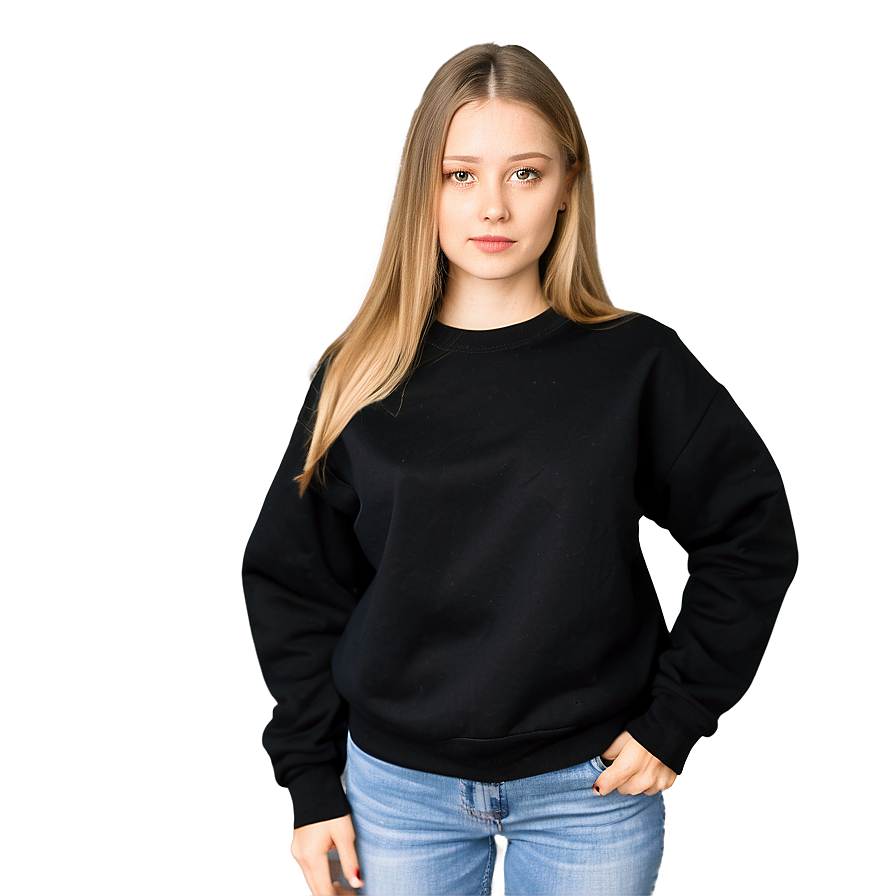 Trendy Black Sweatshirt Street Style Png 06272024 PNG Image