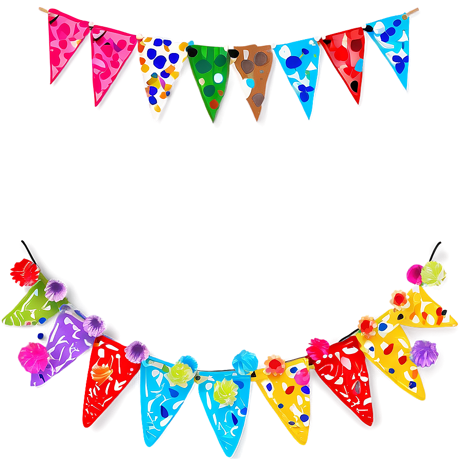 Triangle Banner With Pom Poms Png Gav80 PNG Image