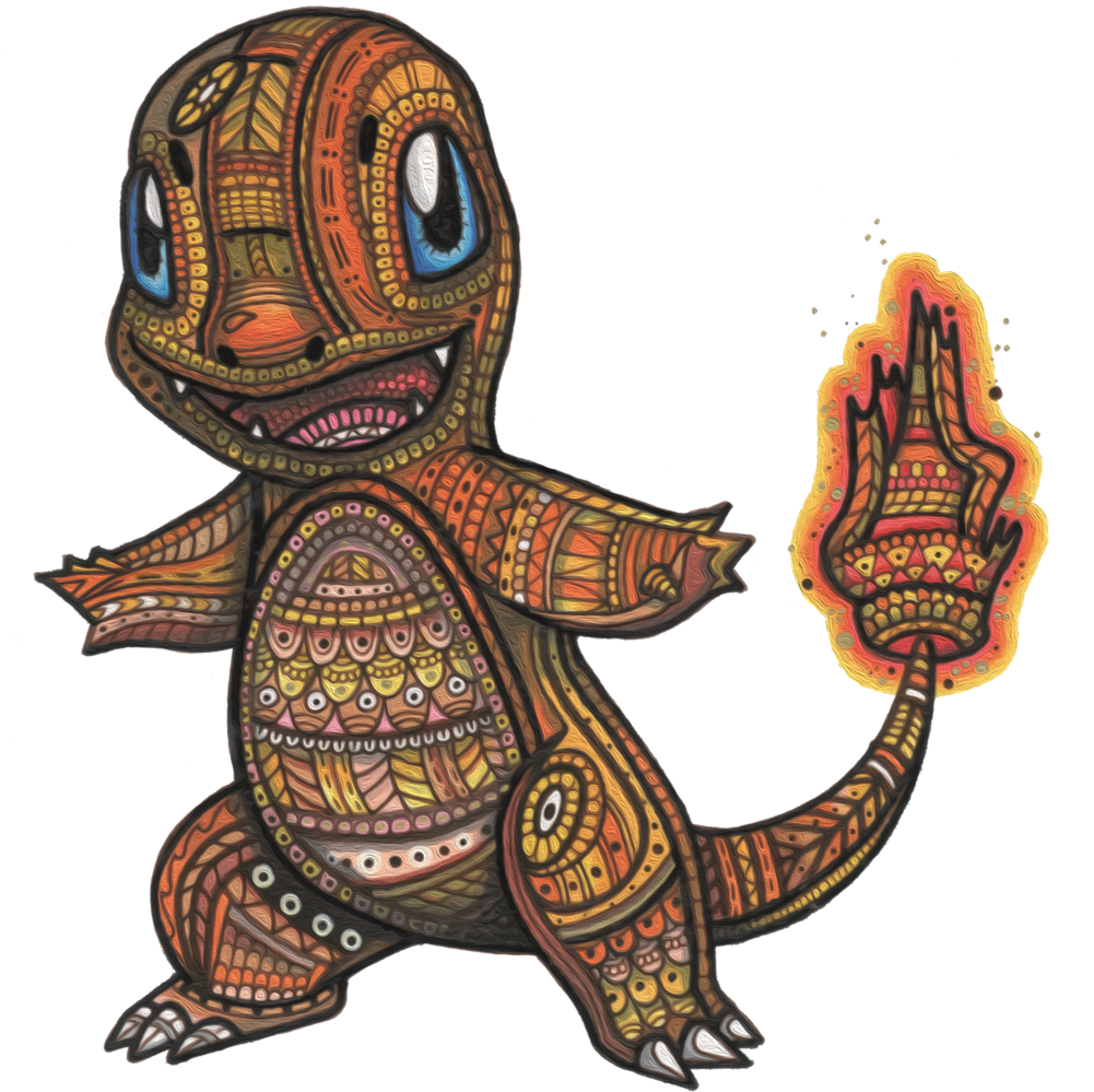 Tribal Art Charmander Illustration PNG Image