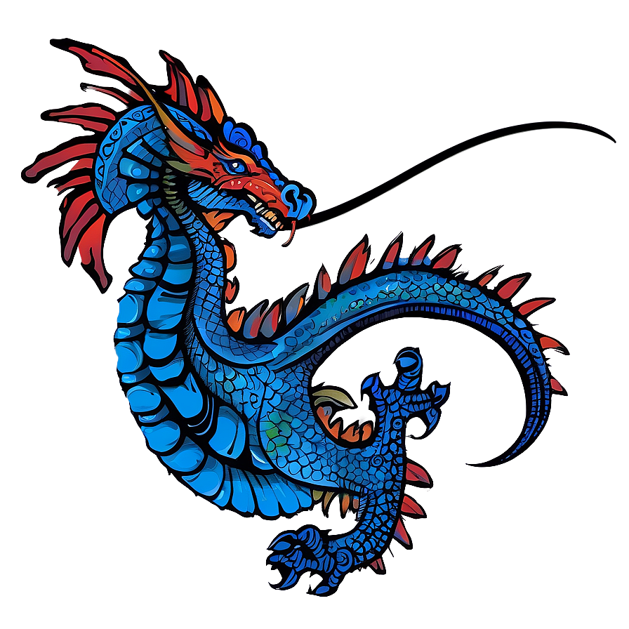 Tribal Blue Dragon Tattoo Png 06252024 PNG Image