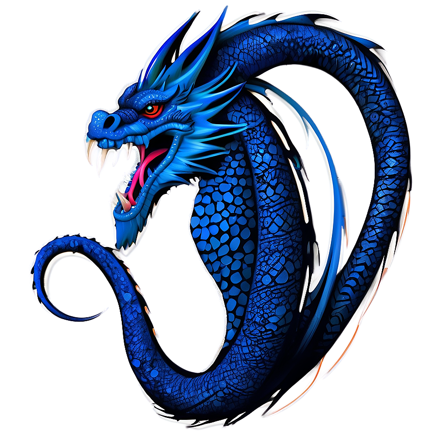 Tribal Blue Dragon Tattoo Png 06252024 PNG Image