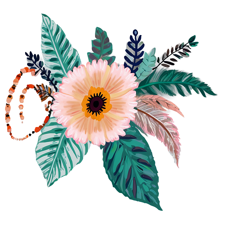 Tribal Boho Flowers Png Lmk84 PNG Image