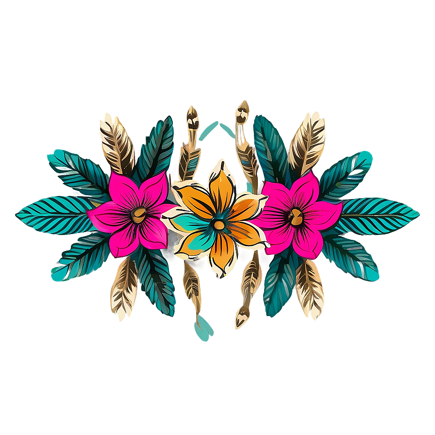 Tribal Boho Flowers Png Vsf95 PNG Image