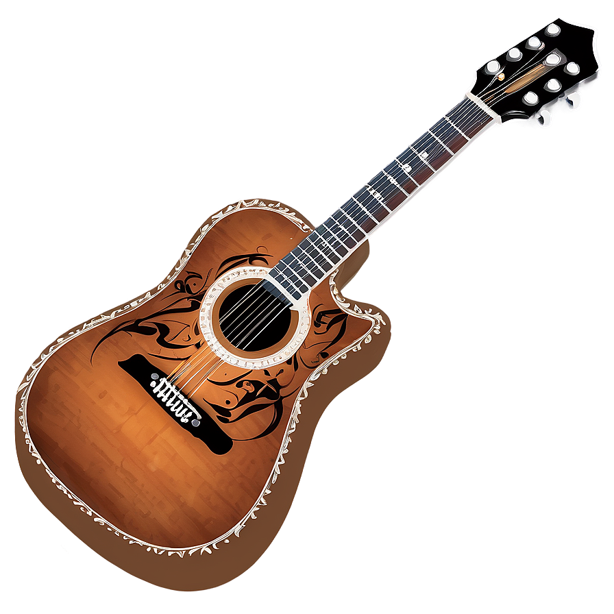 Tribal Design Acoustic Guitar Png 79 PNG Image