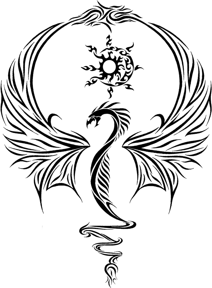 Tribal Dragon Tattoo Design PNG Image