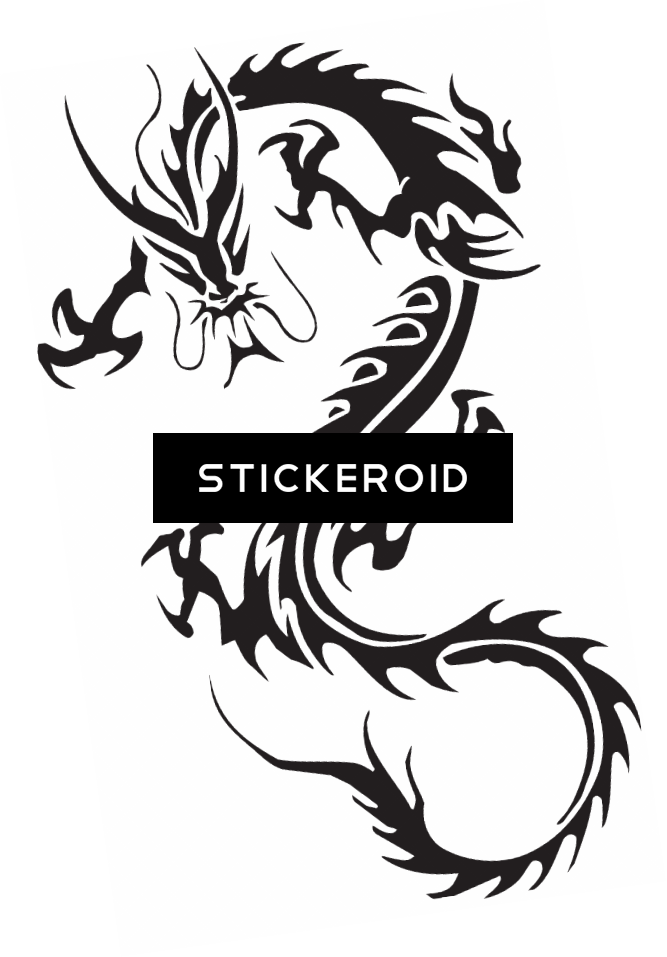 Tribal Dragon Tattoo Design PNG Image