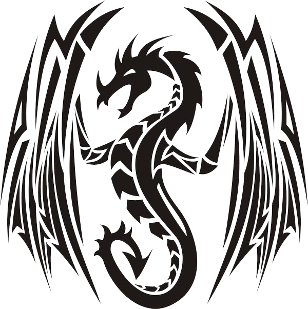 Tribal Dragon Tattoo Design PNG Image