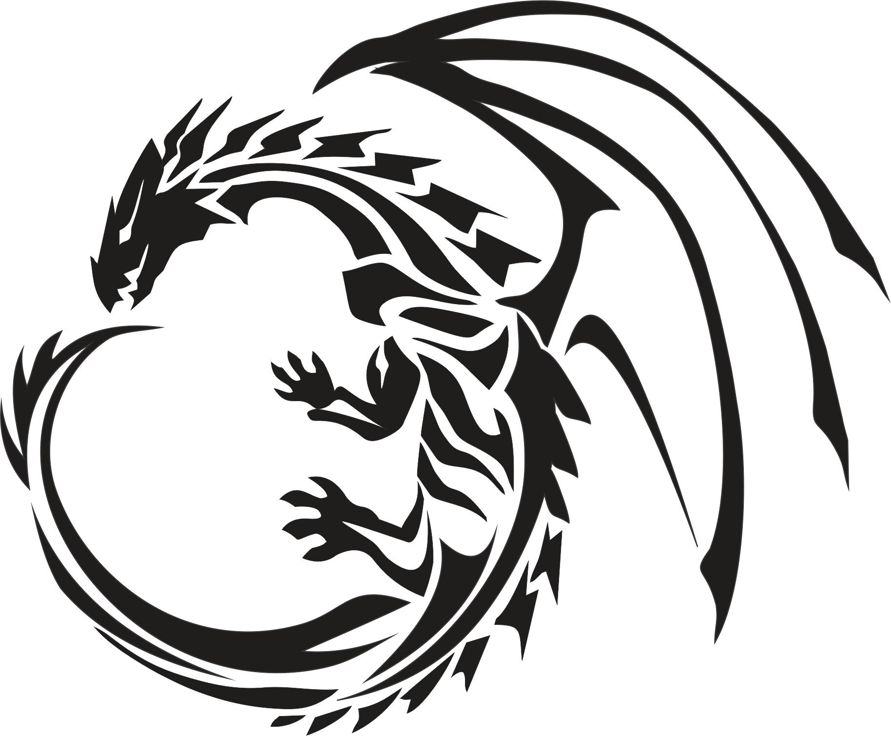 Tribal Dragon Tattoo Design PNG Image