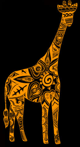 Tribal Pattern Giraffe Art PNG Image