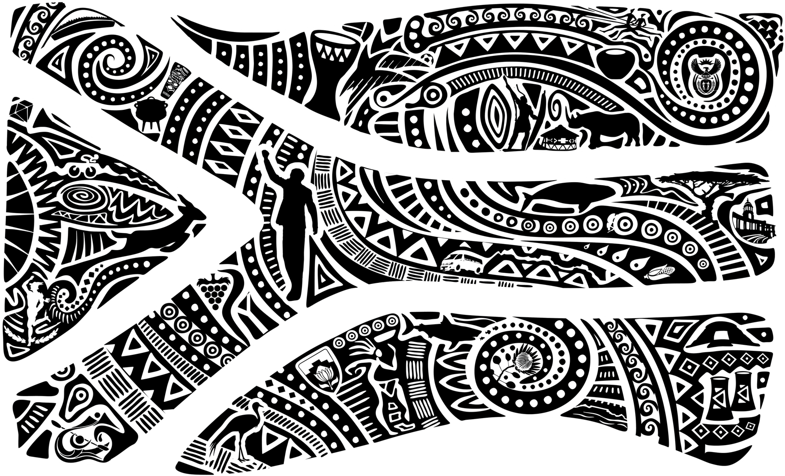 Tribal Patterned Black Flag PNG Image