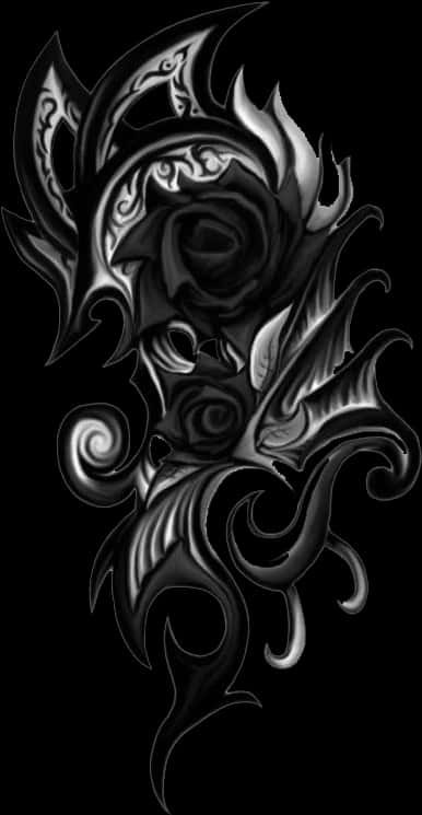 Tribal Rose Tattoo Design PNG Image