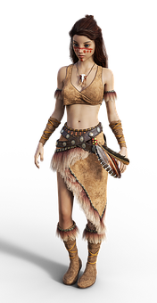 Tribal Warrior Woman Costume PNG Image