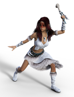 Tribal Warrior Woman3 D Render PNG Image