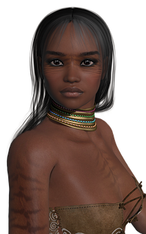 Tribal Woman Portrait Digital Art PNG Image