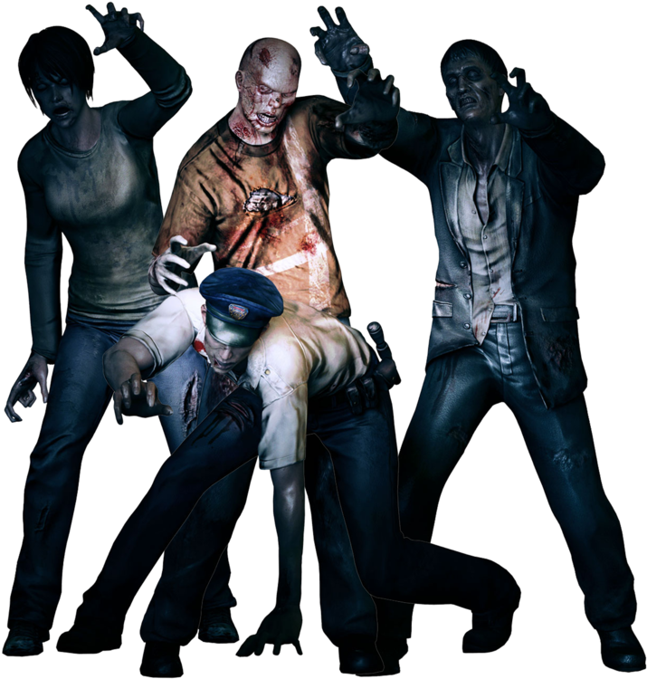 Trio_of_ Zombies_ Posing PNG Image