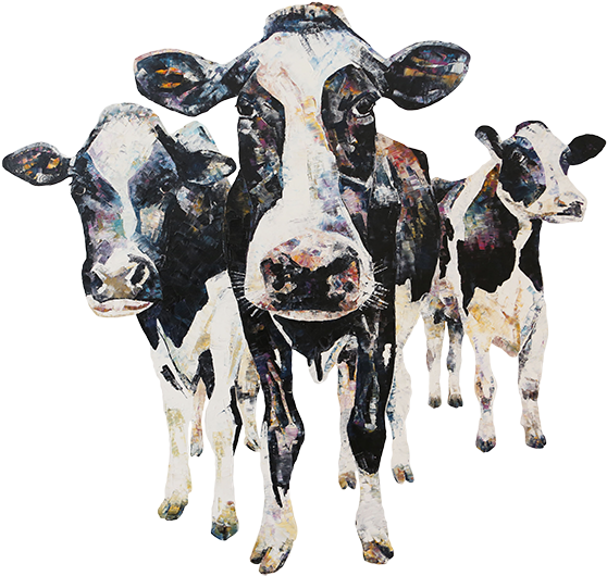 Trioof Dairy Cows Artwork PNG Image