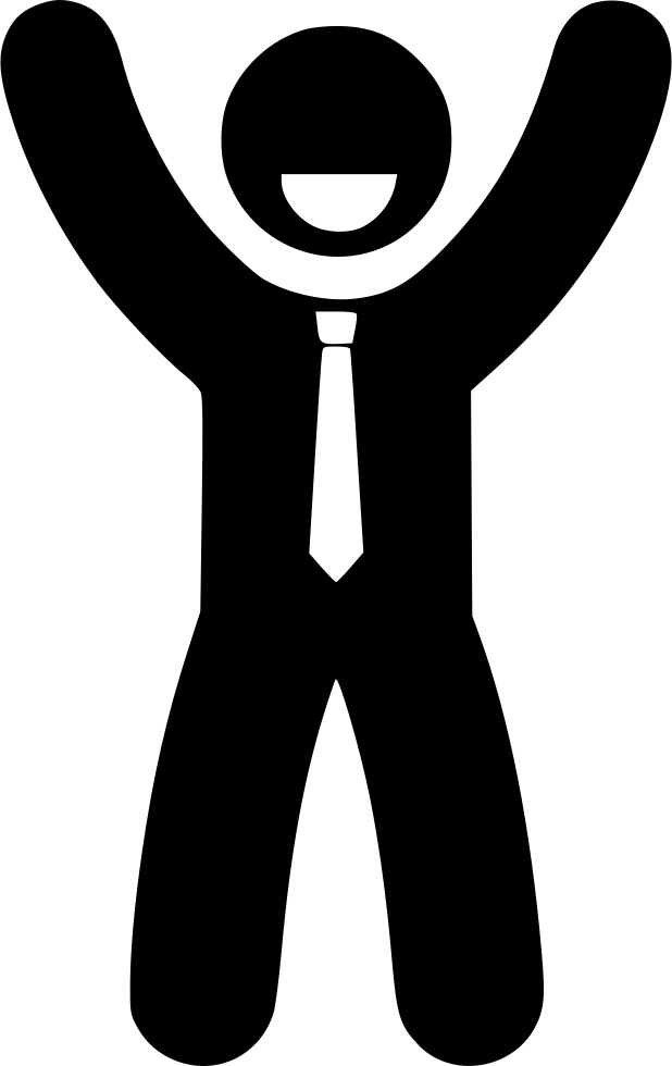 Triumphant Business Figure Silhouette PNG Image