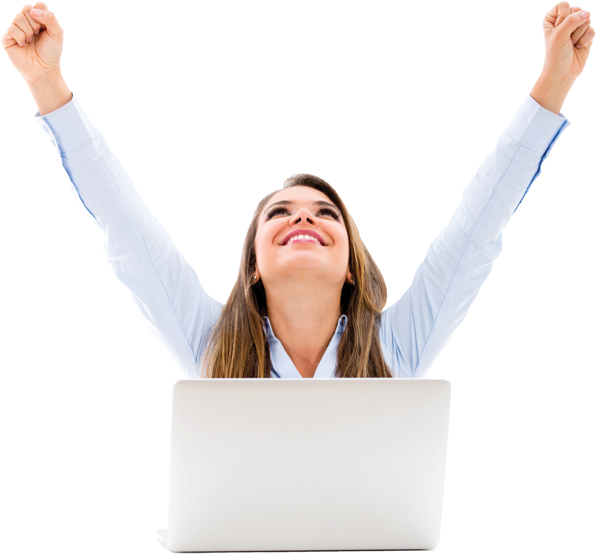 Triumphant Businesswoman Celebration PNG Image