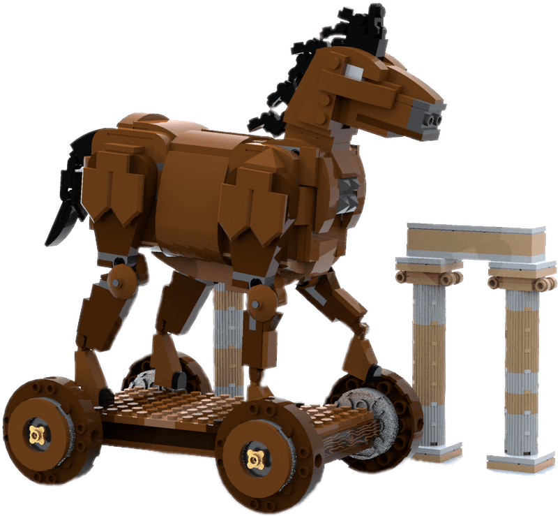 Trojan Horse Modelwith Wheels PNG Image