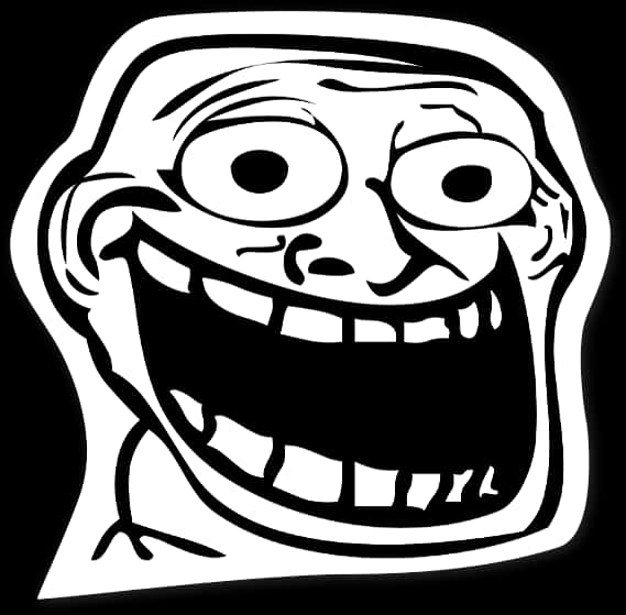 Trollface Meme Blackand White PNG Image