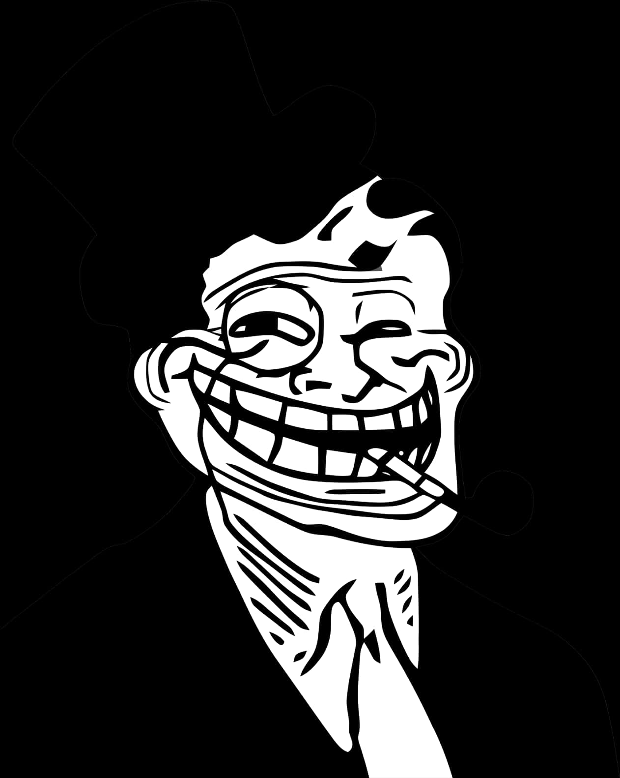 Trollface Meme Blackand White PNG Image