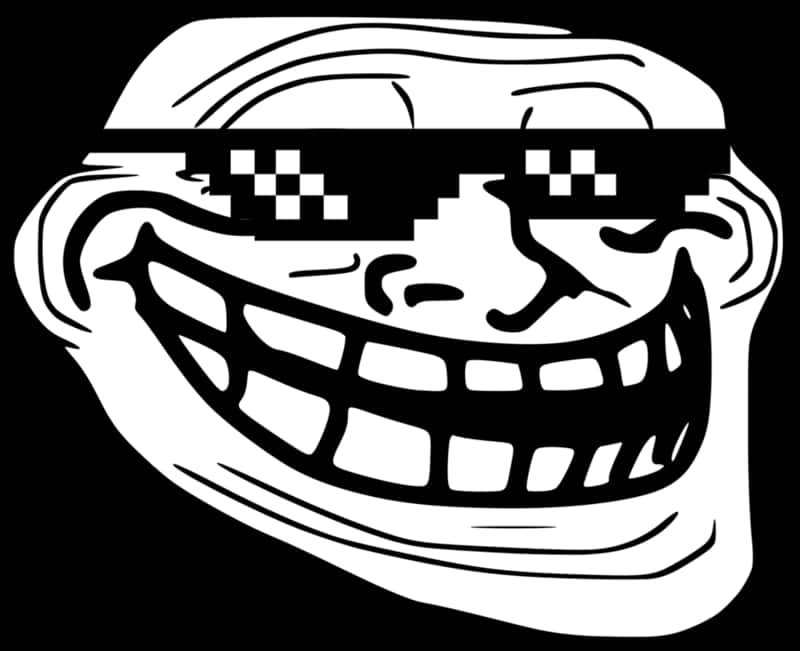 Trollface Memewith Pixelated Sunglasses PNG Image