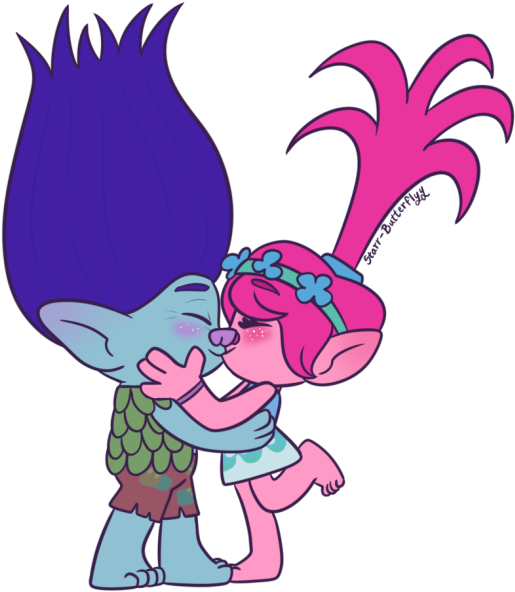 Trolls Branchand Poppy Cheek Kiss PNG Image