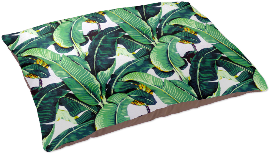 Tropical Banana Leaf Pattern Cushion PNG Image