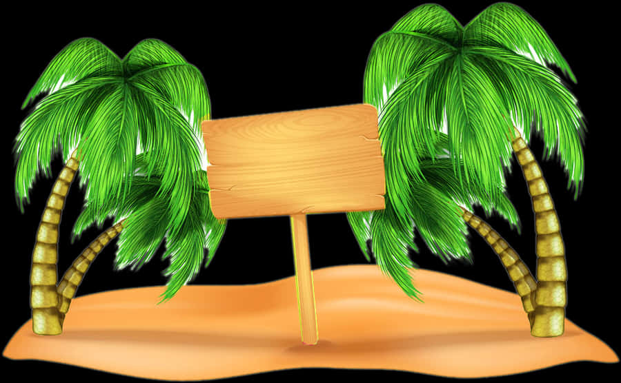 Tropical_ Beach_ Wooden_ Sign PNG Image