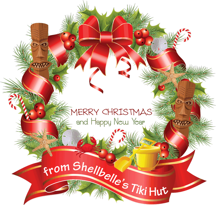 Tropical Christmas Wreath Holiday Greeting PNG Image