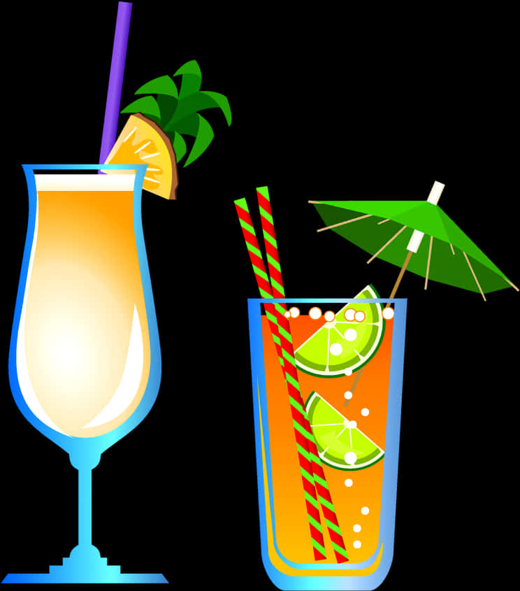 Tropical Cocktail Illustration PNG Image