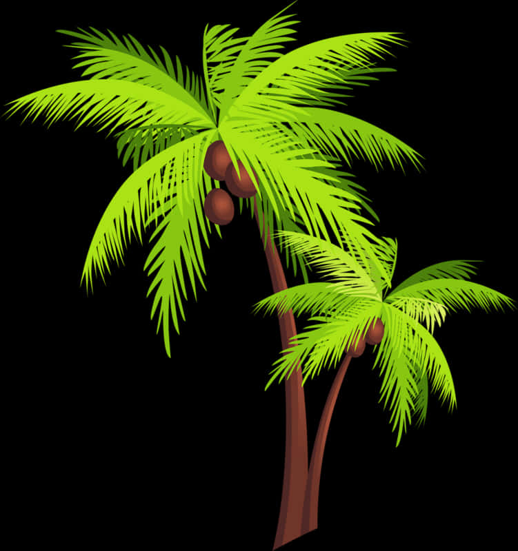 Tropical Coconut Trees Illustration PNG Image