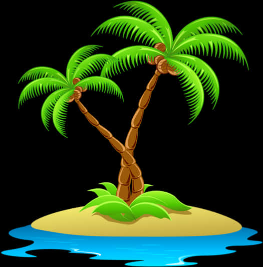 Tropical Coconut Treeson Island PNG Image