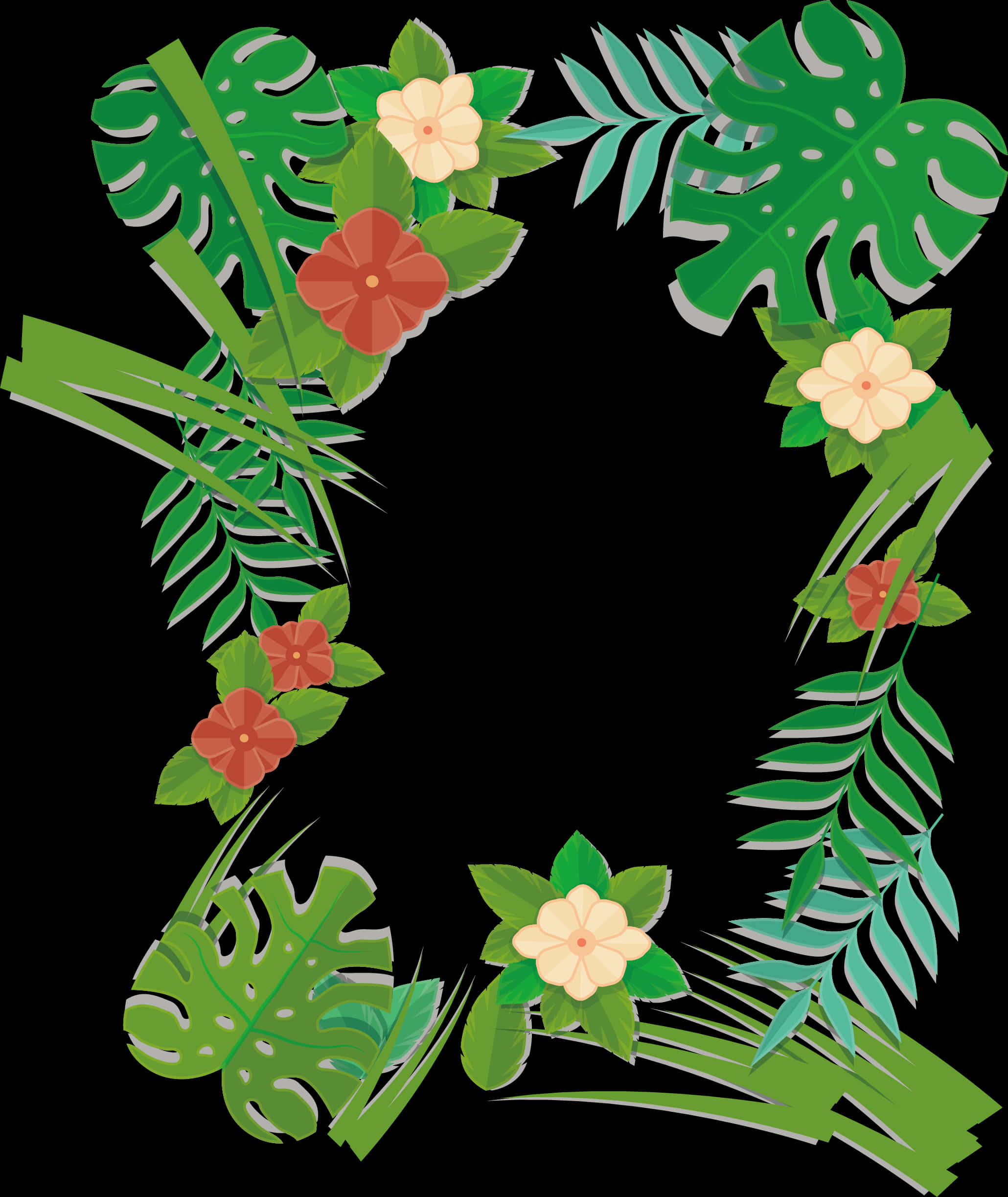 Tropical Floral Frame Graphic PNG Image