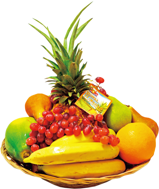 Tropical Fruit Basket Assortment PNG Image