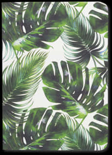 Tropical Green Leaves Pattern PNG Image