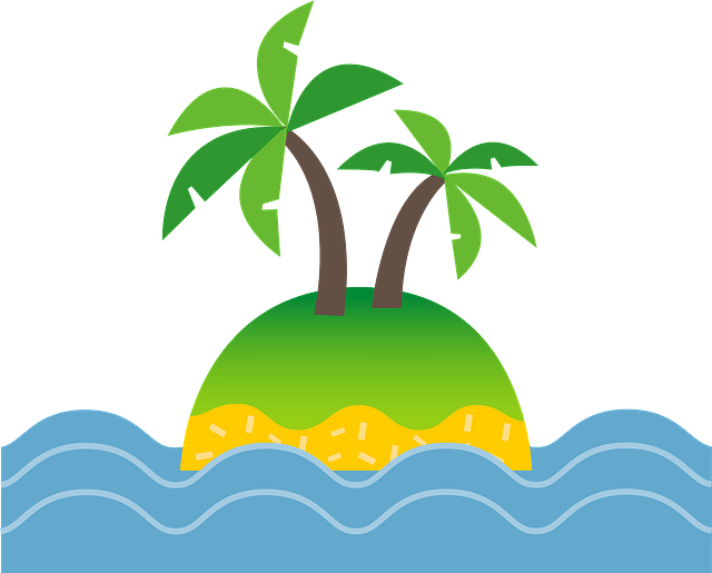 Tropical Island Vector Illustration PNG Image