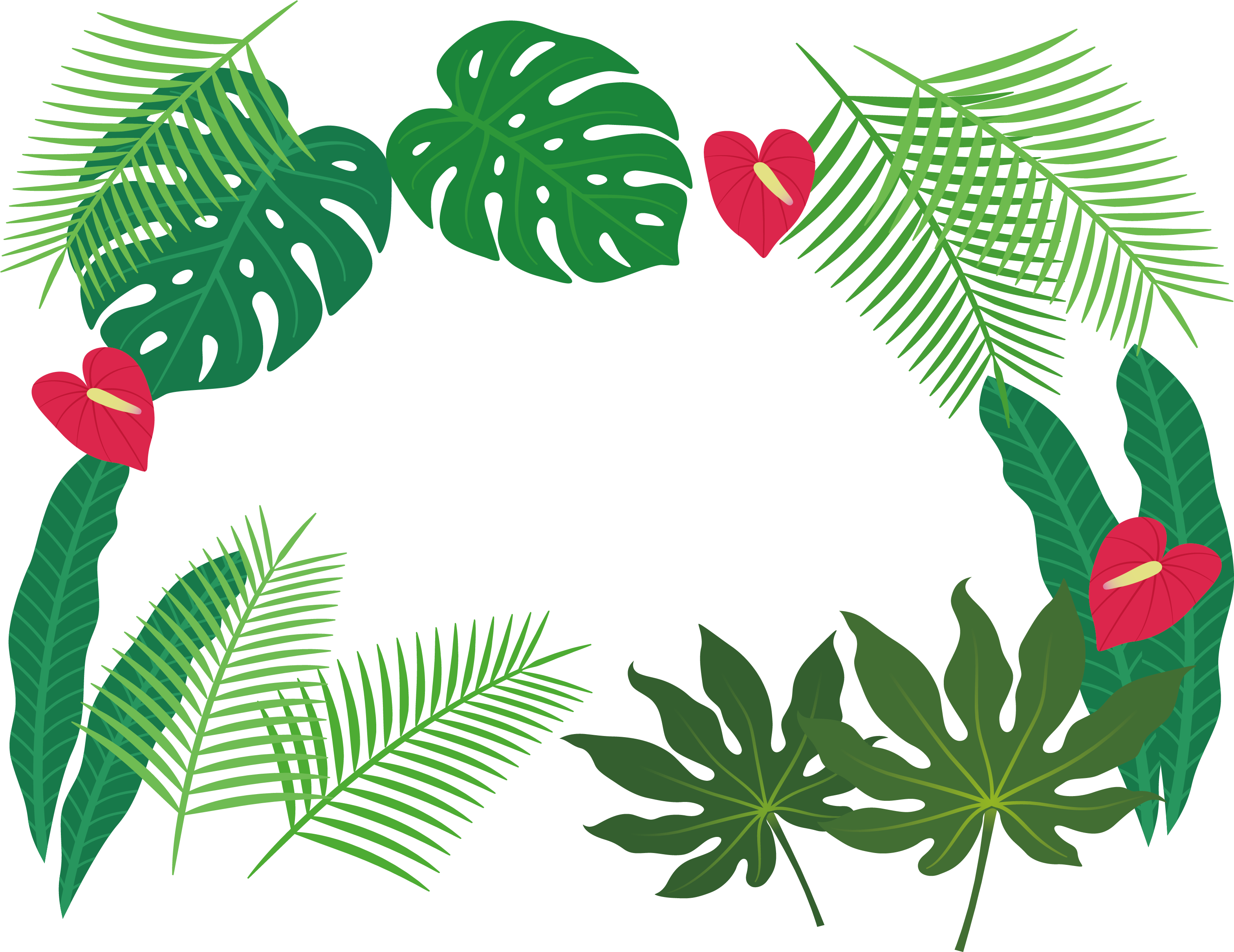 Tropical_ Leaf_ Border_ Design PNG Image