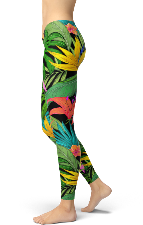 Tropical Leggings Floral Print PNG Image