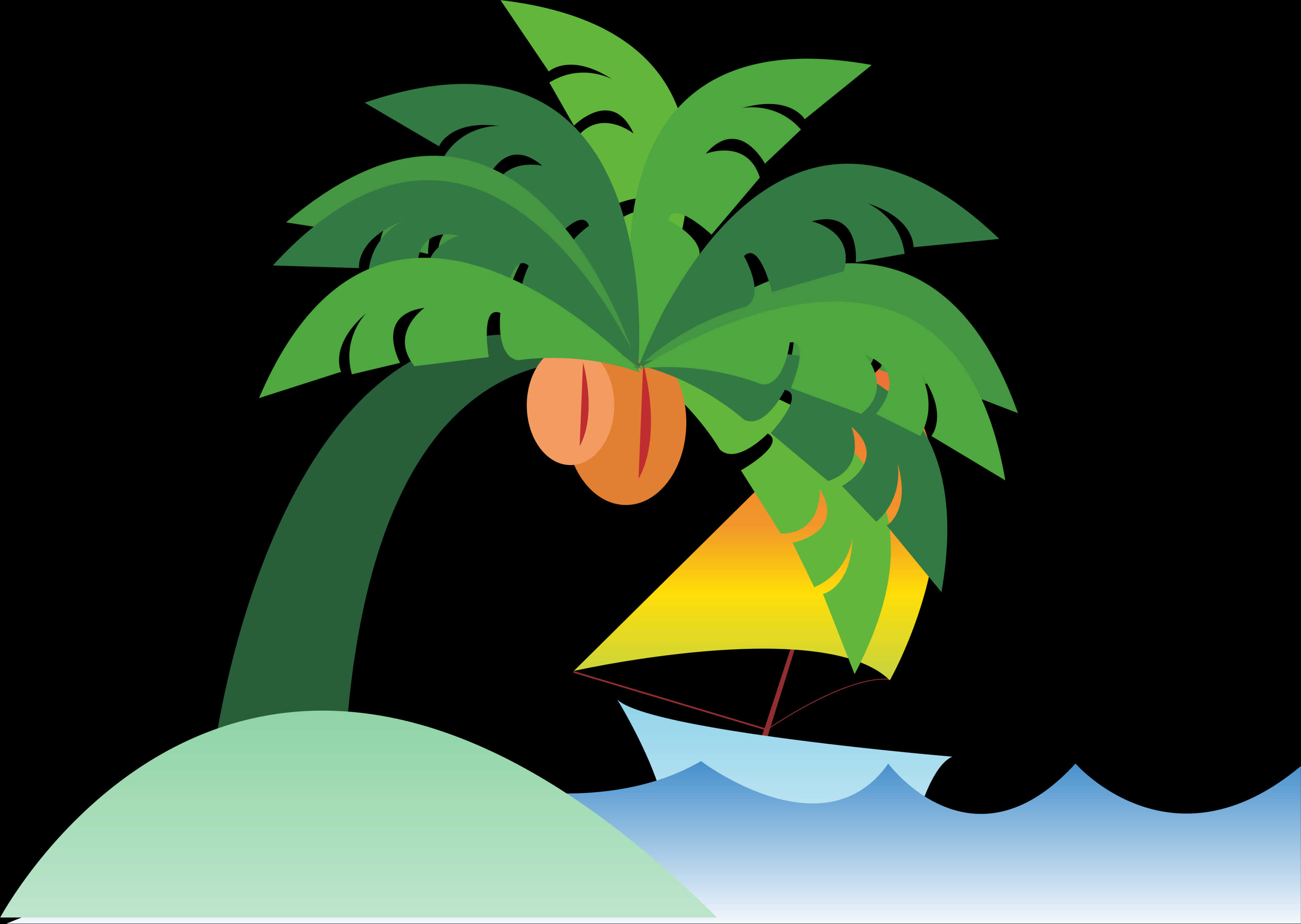 Tropical Night Sailing PNG Image