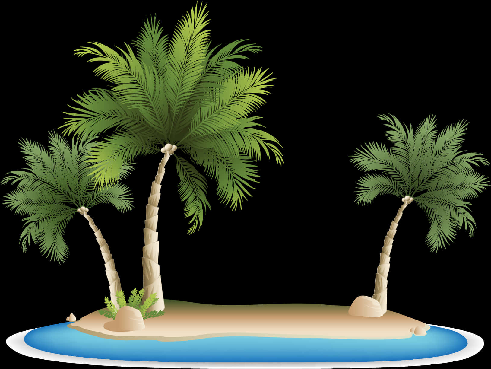 Tropical Palm Island Illustration PNG Image