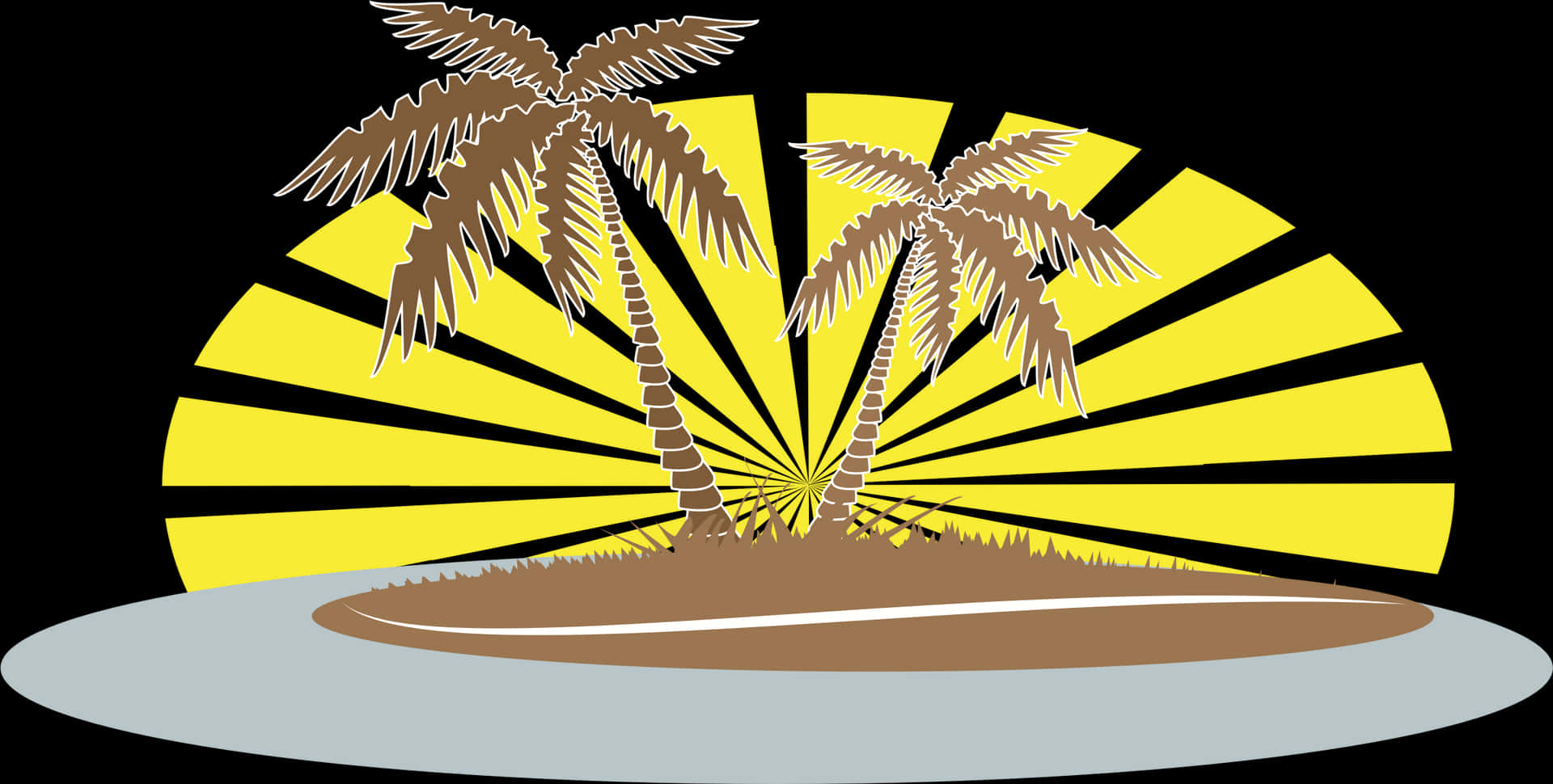 Tropical Palm Island Vector PNG Image