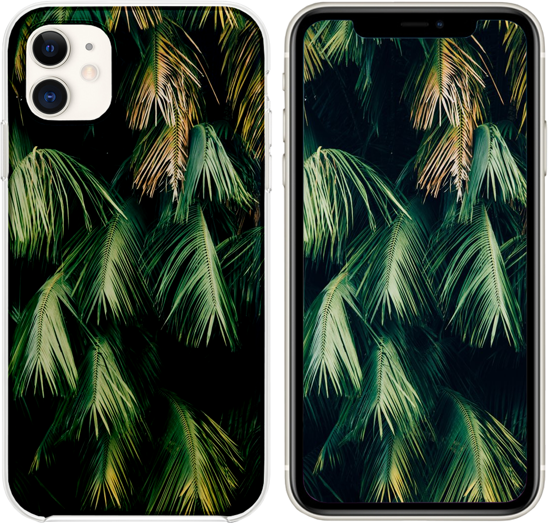 Tropical Palm Leaves Smartphone Wallpaper PNG Image