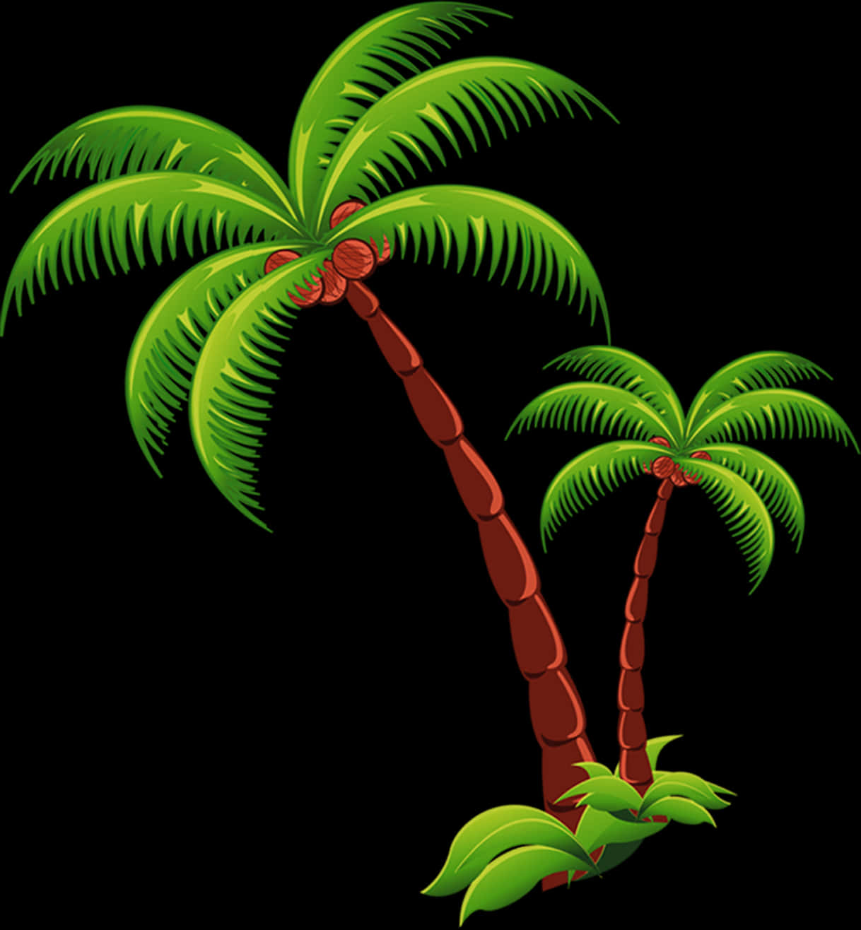 Tropical Palm Trees Illustration PNG Image